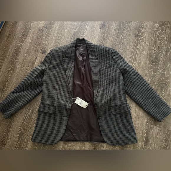 Mango Jackets & Blazers - NWT Mango Charcoal Checkered Blazer